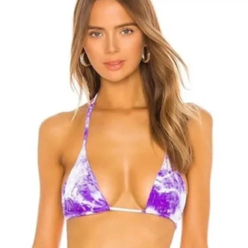 Frankie's Bikinis Purple Tie-Dye Bikini Top Small